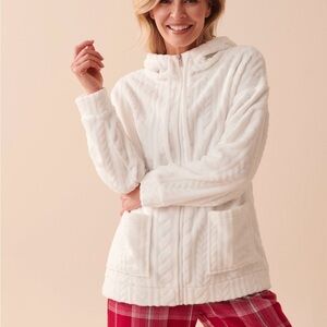 La Vie En Rose Oversize Recycled Fibers Knit Effect Soft Hooded Cardigan